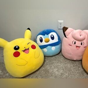Squishmallow Pokemon Plush Toy Set - Pikachu, Piplup, Clefairy, Teddiursa